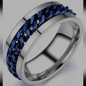 ROTATING STRESS RELIEF STAINLESS STEEL MEN'S  WOMEN'S TITANIUM RING NEW